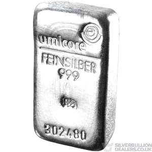 Umicore 500 Gram Silver Bar