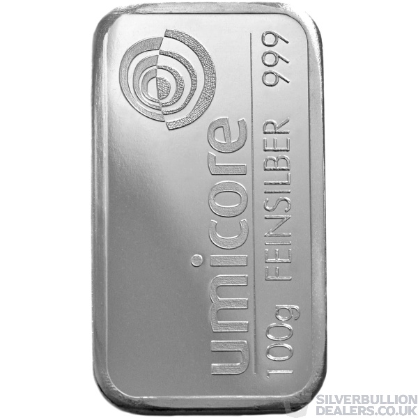 Umicore 100 Gram Silver Bar