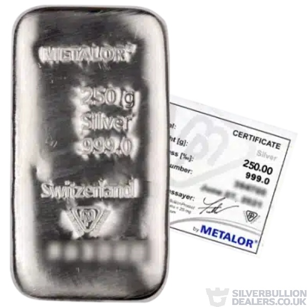 Metalor 250g Silver Bar